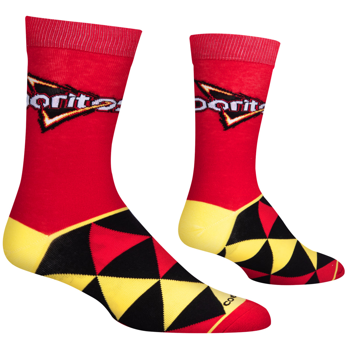 Cool Socks Doritos Nacho Cheese Snack Foodie Crew Socks, Size Large