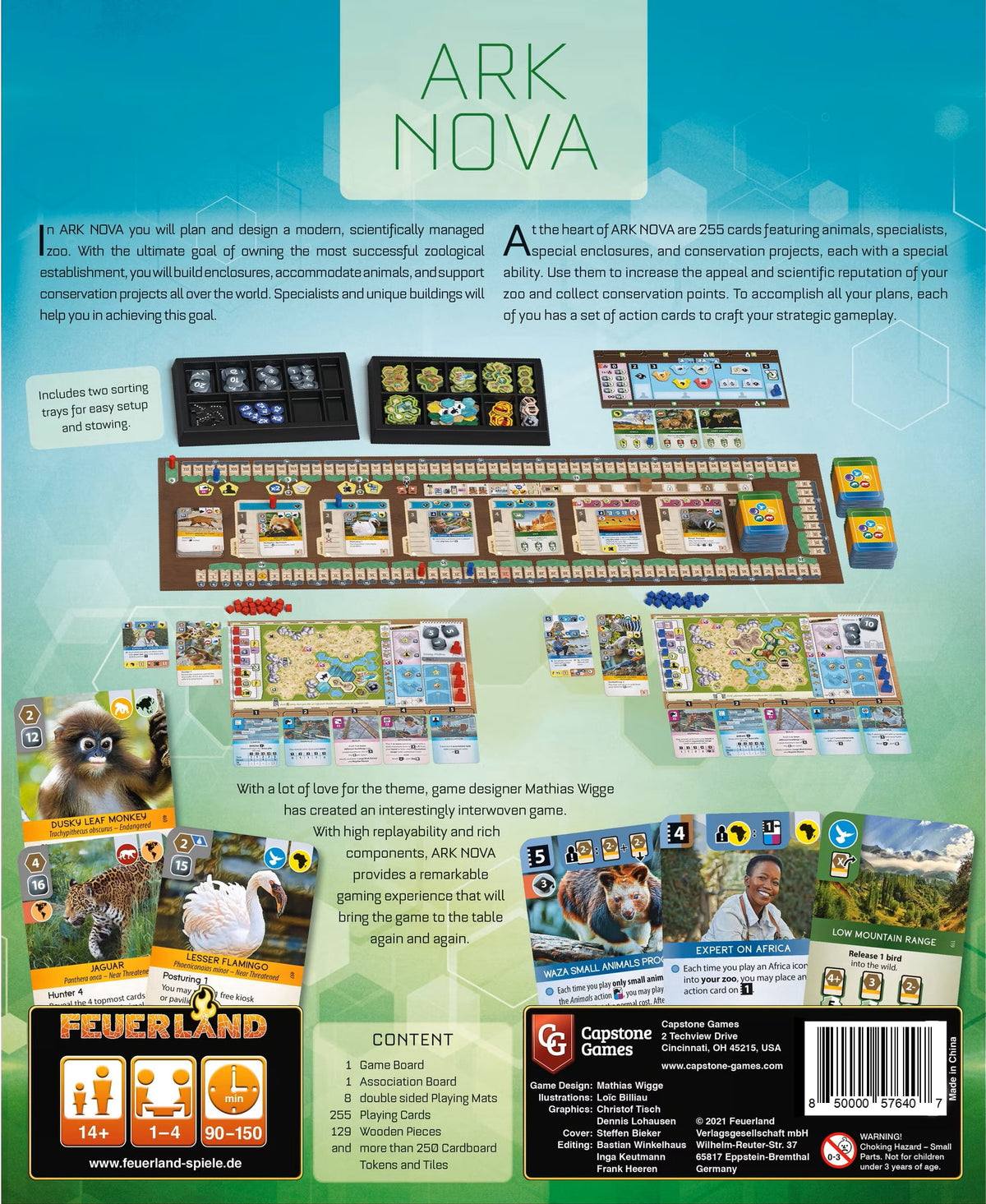 Capstone Games Ark Nova Strategy Board Game for Adults and Families, 1-4 Players, Ages 14+, 1 Pack