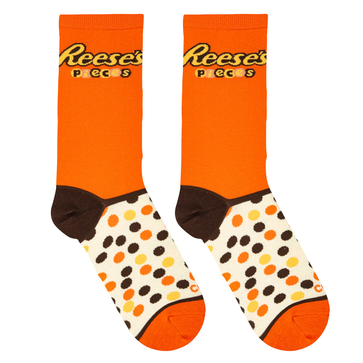Cool Socks Reese's Pieces Chocolate Peanut Butter Crew Socks, Size Medium