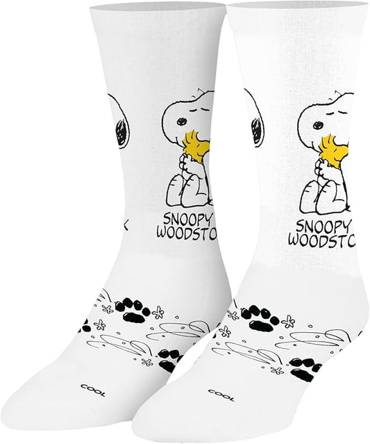 Cool Socks Snoopy & Woodstock Peanuts Cartoon Crew Socks, Size Large