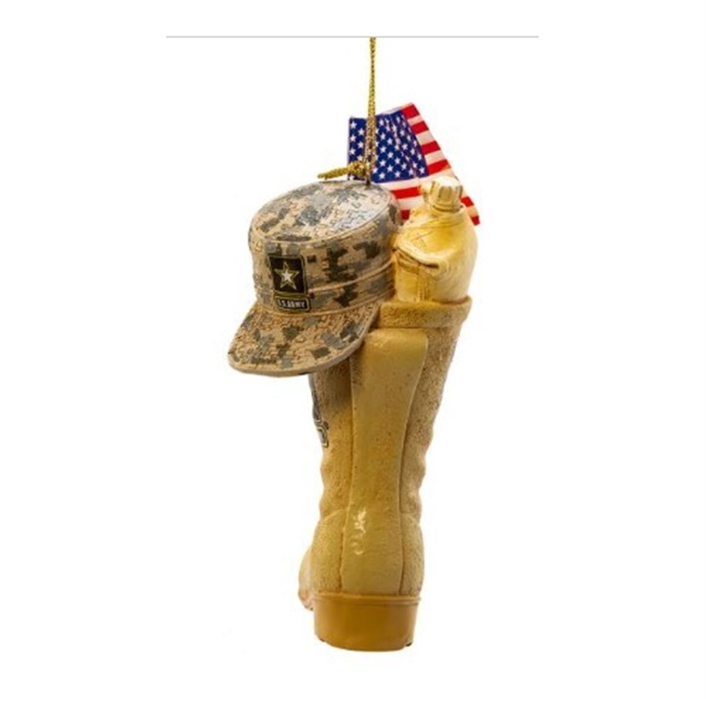 Kurt Adler 4.75" Army Boot With Usa Flag+Icons Ornament