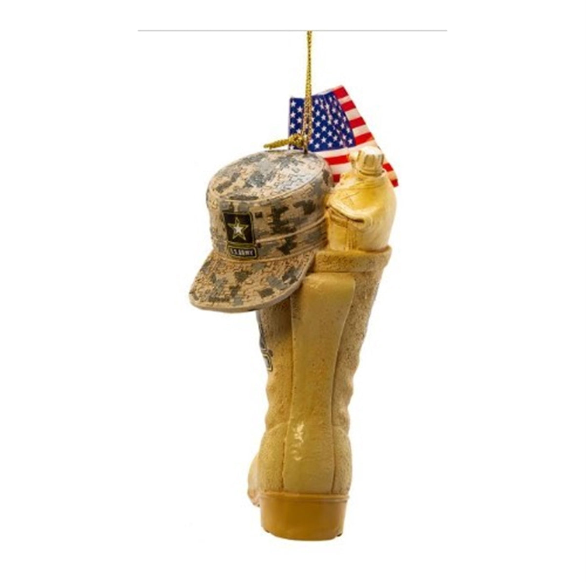 Kurt Adler 4.75" Army Boot With Usa Flag+Icons Ornament