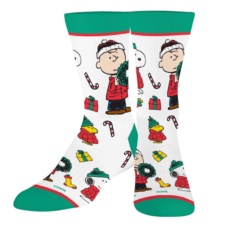 Cool Socks Charlie Brown Crew Socks Licensed Peanuts Socks Size Large for Men & Women- Nostalgic