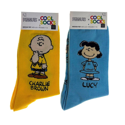 Cool Socks Charlie Brown & Lucy 2 Pair Mens Womens Cool Socks Gift Crew