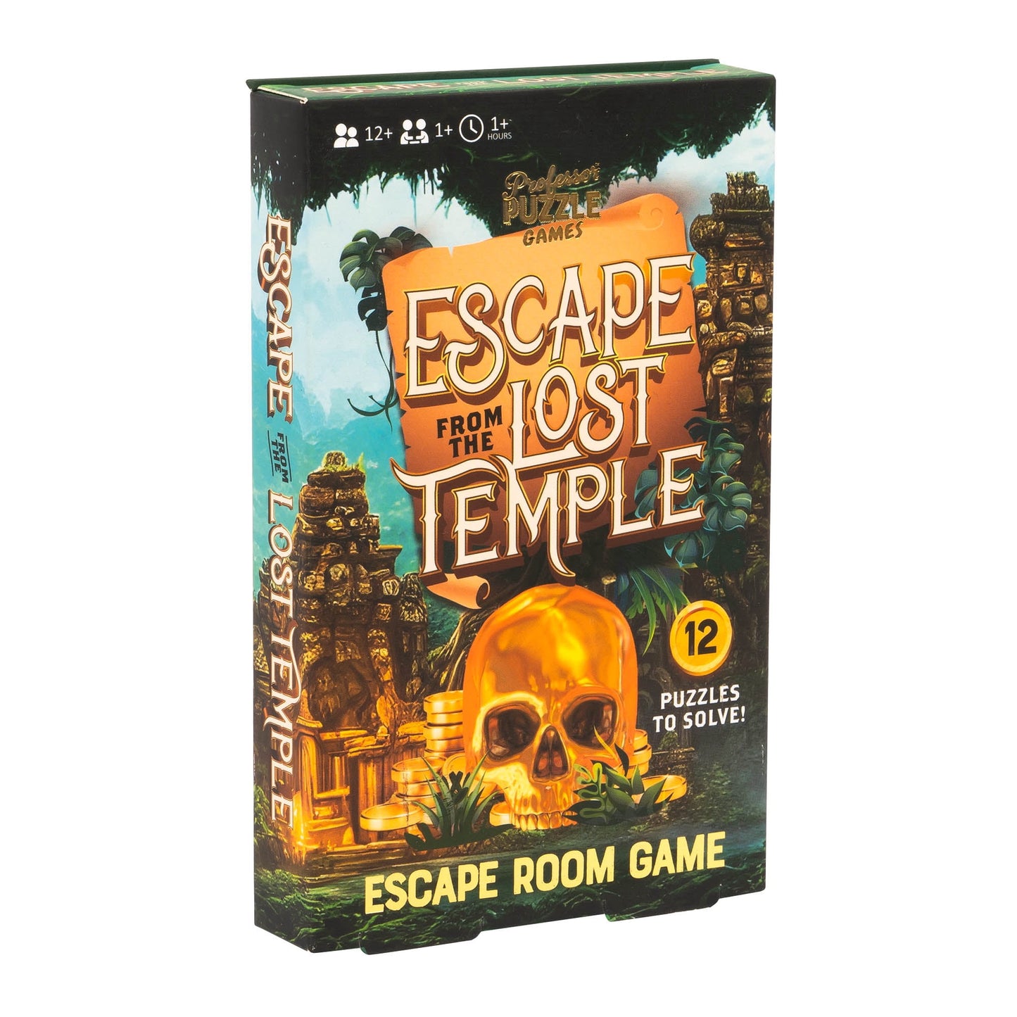 Professor Puzzle: Escape from the Lost Temple - Archeological Themed Escape Room Board Game, 12 Logic & Number Puzzles To Solve, Ages 12+, 1+ Players
