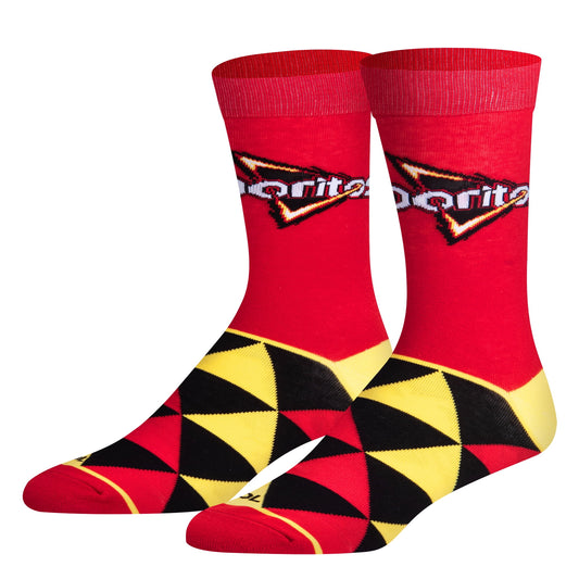 Cool Socks Doritos Nacho Cheese Snack Foodie Crew Socks, Size Large