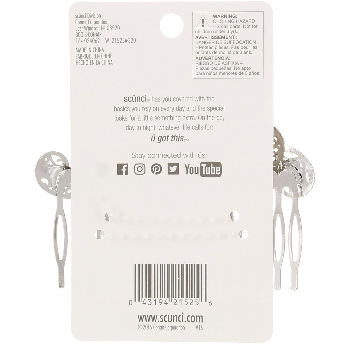 Scunci Real Style Slide Comb Rhinestone 0.9 ounces