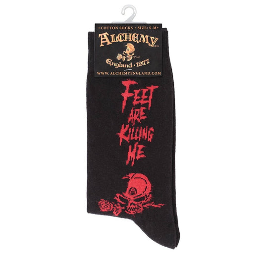 Alchemy Gothic Black Cotton, Polyamide And Elastane Feet Are Killing Me Socks