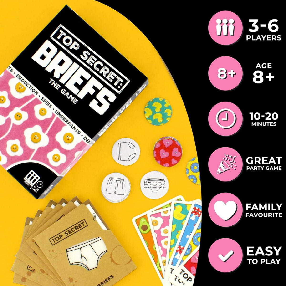 Ginger Fox: Top Secret: Briefs - The Deduction Game Of Undercover Underpants, Hilarious Evidence & Accusations Party Card Game, Family 8+, 3-6 Players