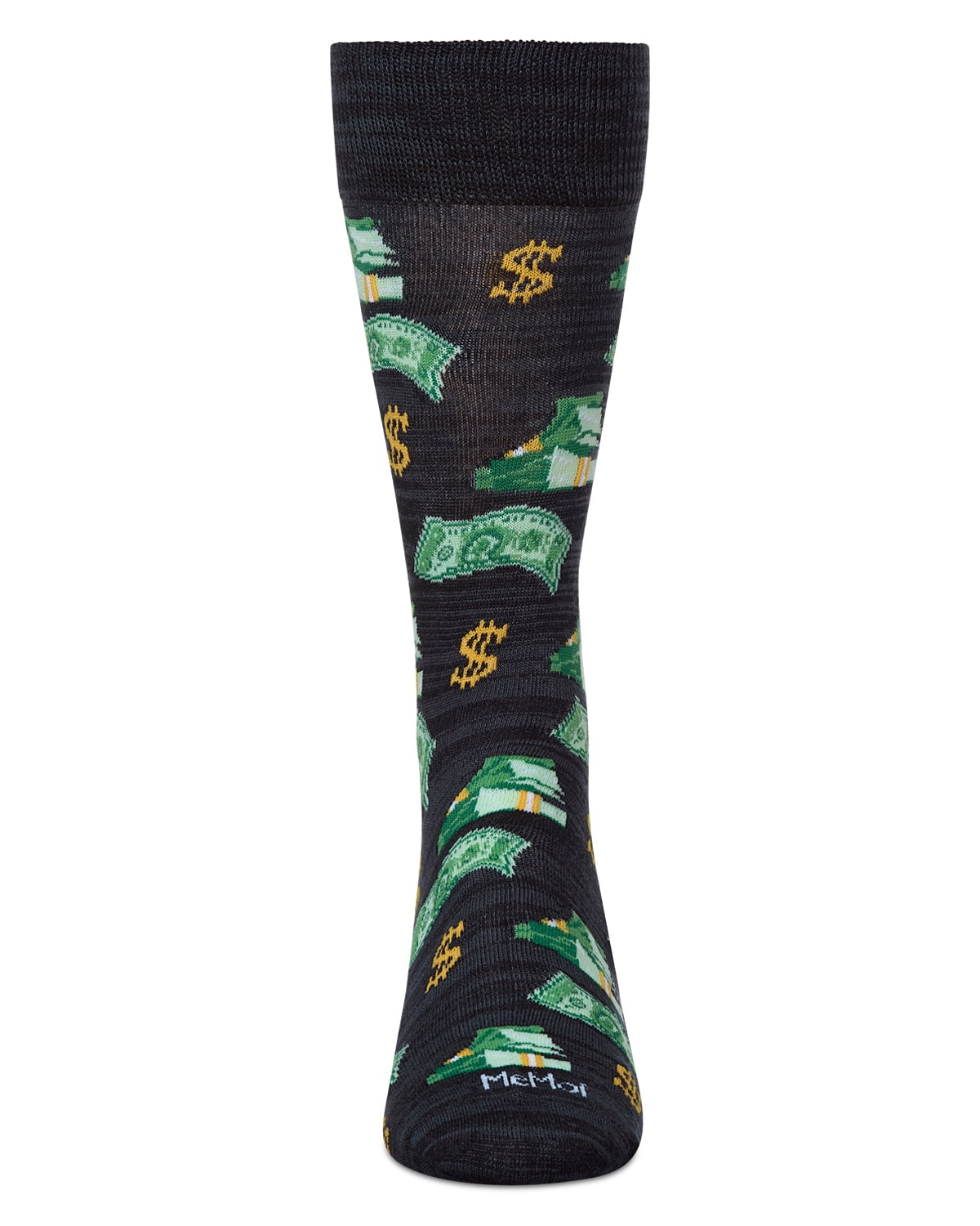 MeMoi Money Bags Cash Print Bamboo Blend Men's Crew Socks - Mens - Male, 10-13, Navy Blazer