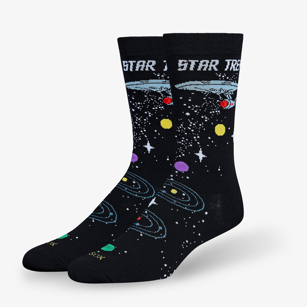 Cool Socks Star Trek Space Travel Retro Movie TV Crew Socks, Size Large