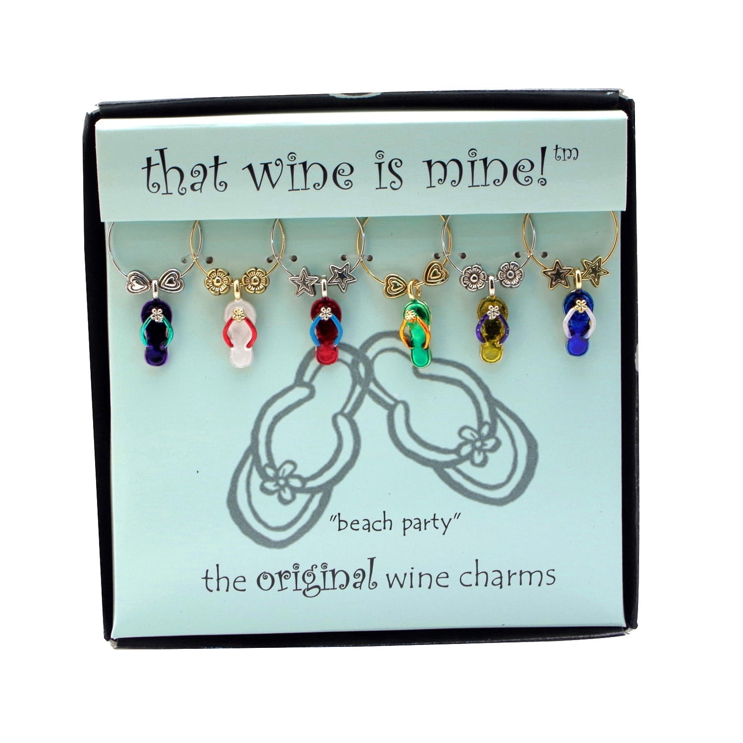 Wine Things 6-Piece Beach Party Wine Charms, Painted
