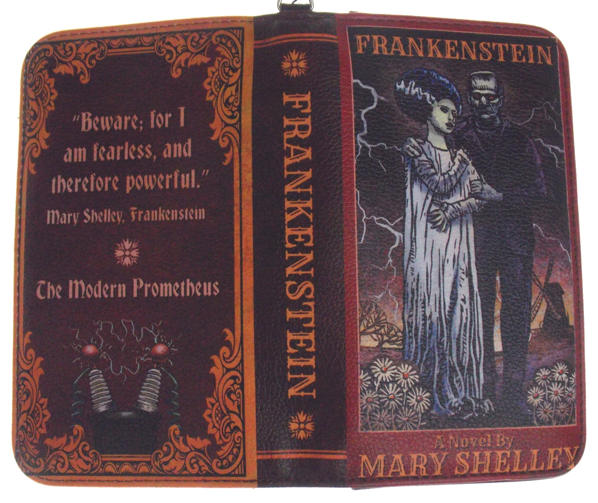 Mary Shelley Frankenstein Zippered Wristlet Wallet Faux Leather Card Slots Book