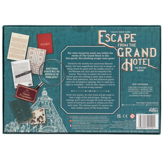 Professor Puzzle: Escape From The Grand Hotel - An Escape Room Game, Interactive Mystery Experience, Uncover Secrets, Ages 12+, 2+ Players, 90 Min