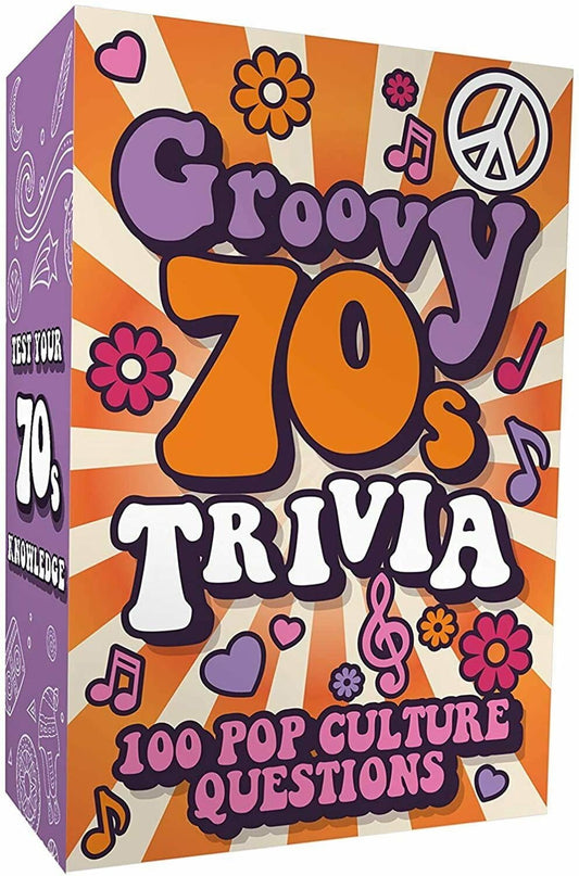 Gift Republic Groovy 70's Pop Culture Trivia Card Game 100 Questions Multicolor