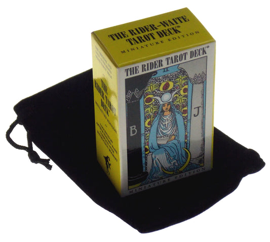 Mini Rider Tarot Deck Set - Miniature Edition With Black Velour Storage Bag
