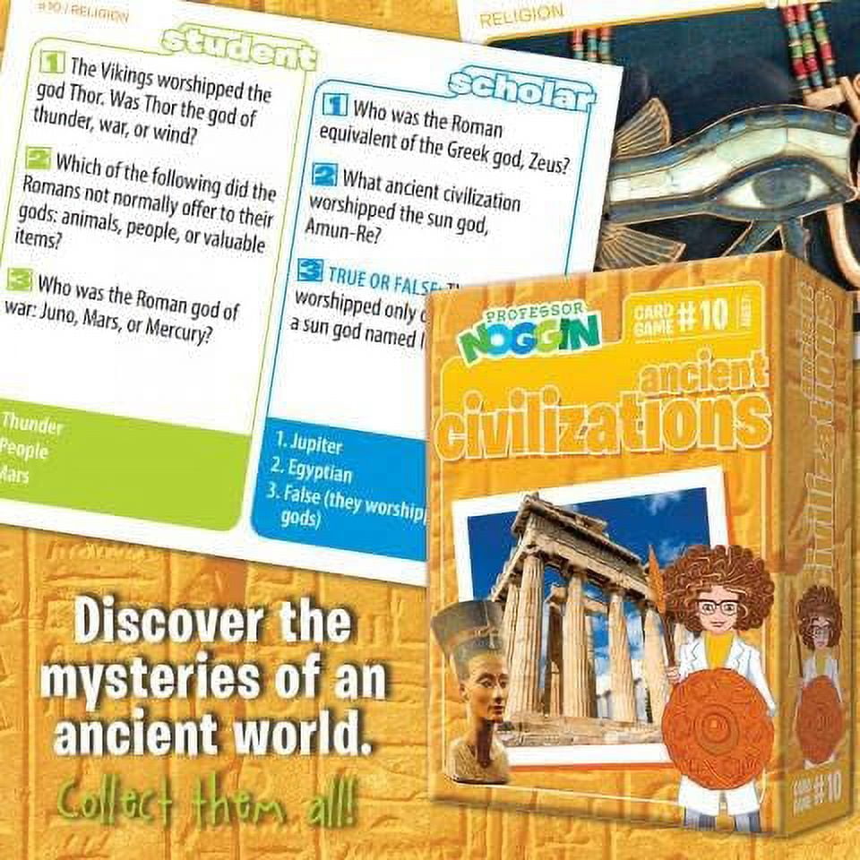 Professor Noggin: Ancient Civilizations Educational Card Game For 2 or more Players Ages 7 and up