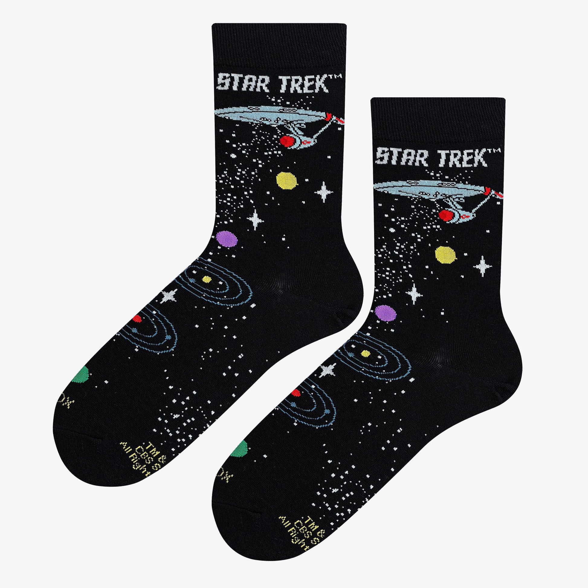 Cool Socks Star Trek Space Travel Retro Movie TV Crew Socks, Size Large