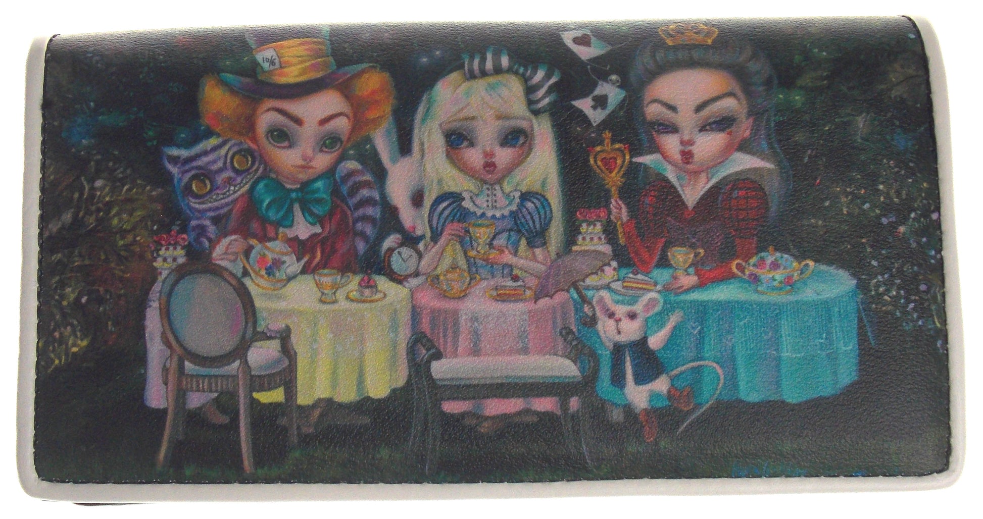 Alice In Wonderland Tea Party Wallet Magnetic Clasp Zipper Gift Purse Colorful