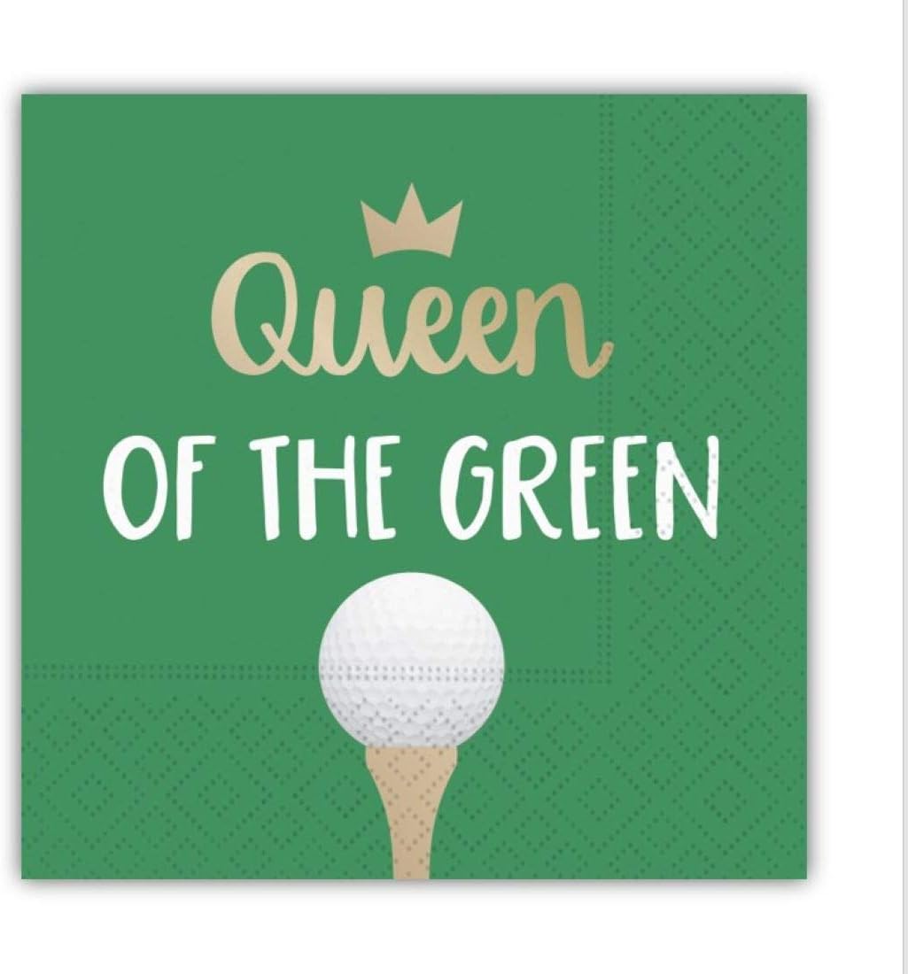 Queen of the Green Beverage Cocktail Napkins Bundle Golf Theme - 5x5 Inch Square - 2 Packages (32 Napkins Total)