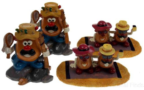 Lot 4 Top Fin Aquatic Fish Decoration Mr Potato Head Ornament Fishing Sunbathing - FUNsational Finds - 1