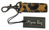 Myra Bag Leather Hairon Animal Print Key Chain Fob Handcrafted Gift Clip Hook