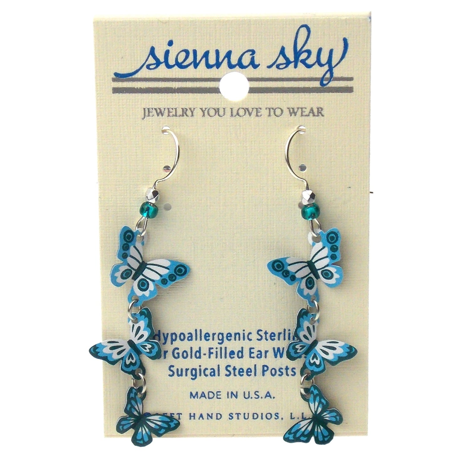 Sienna Sky Turquoise Butterfly Earrings 3D Hypoallergenic Sterling Silver Dangle
