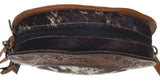 Myra Bag Brown Animal Print Roundle Wallet Hand Tooled Leather Hairon Purse