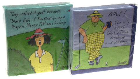 Golf Themed Beverage Cocktail Napkins Bundle (2 Designs) - 5x5 Inch Square - 2 Packages (40 Napkins Total)