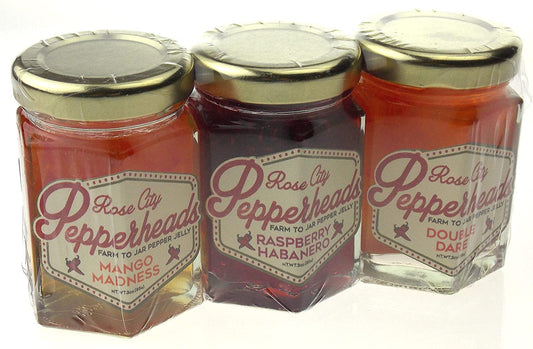 Pepper Jelly Mini BBQ Trio Pack - Mango Madness Jelly, Raspberry Habanero Jelly, Double Dare Jelly