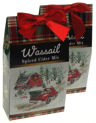Wassail Spiced Cider Mix Gift Set Bundle Red Truck & Barn Winter Holiday Scene