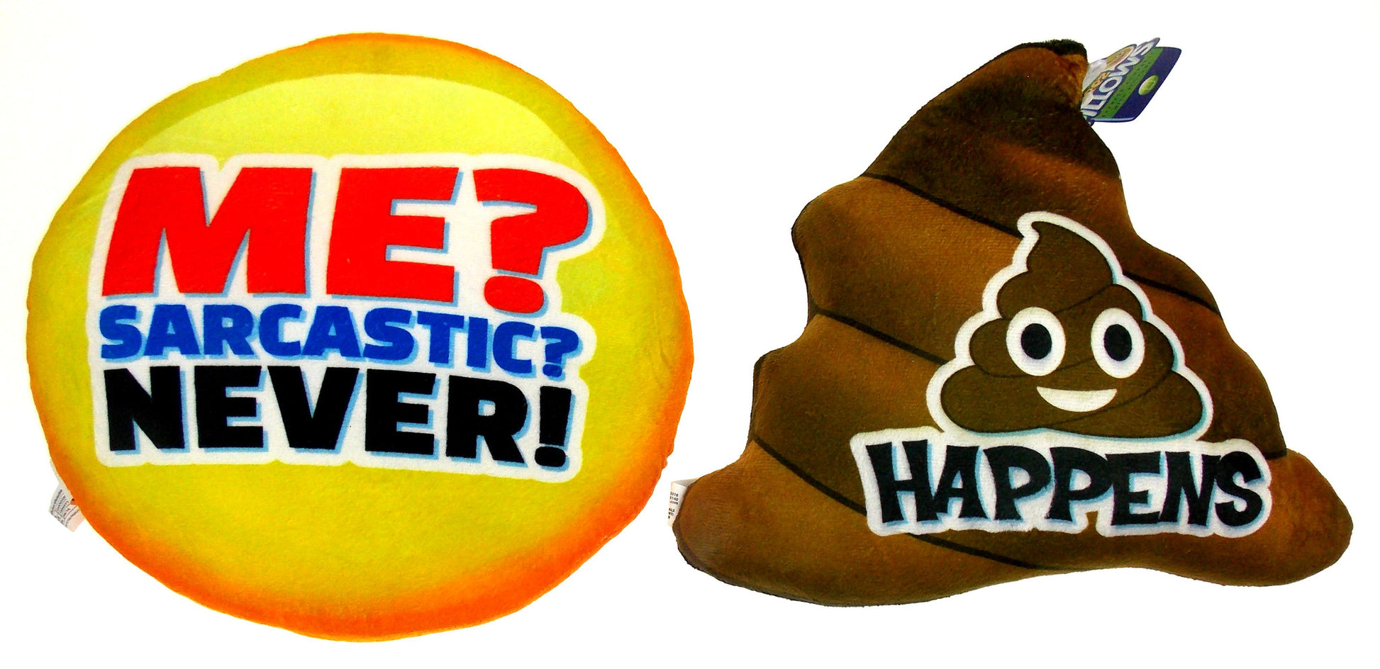 Emojeez Emoji Pillows Set 2 Sticking Tongue Smiley Poo Happens Sarcastic Never - FUNsational Finds - 2