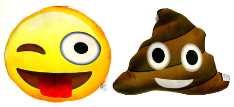 Emojeez Emoji Pillows Set 2 Sticking Tongue Smiley Poo Happens Sarcastic Never - FUNsational Finds - 1