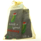 Holiday Dill Lightful Pickle Sock Bundle - Couple Mens & Womens Matching Socks (Gray)