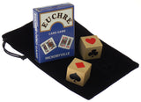 Deluxe Euchre Playing Cards Bundle - 2 Euchre Decks in 1 Box, 2 Suit Marker Dice & Velour Storage Bag