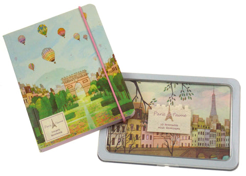 Paris Theme Life Canvas Pocket Notebook Notecards Envelopes Metal Tin Paragon - FUNsational Finds - 1