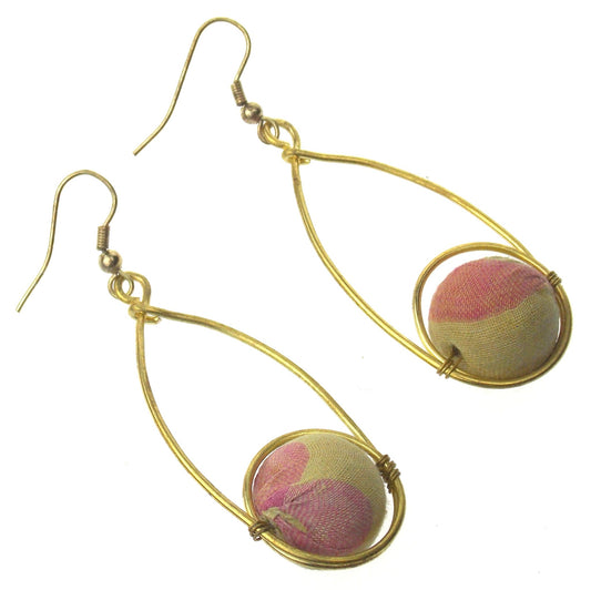 Anju Aasha Collection Sari Teardrop Earrings Artisan Handcrafted White Bead Gold