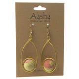 Anju Aasha Collection Sari Teardrop Earrings Artisan Handcrafted White Bead Gold
