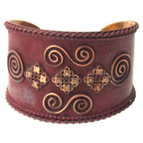Anju Copper Patina Collection Cuff Bracelet Burgundy Spirals Handcrafted India