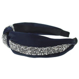 Natalie Mills Caily Navy Blue Headband Bling Gems Fashion Handmade Twisted Knot