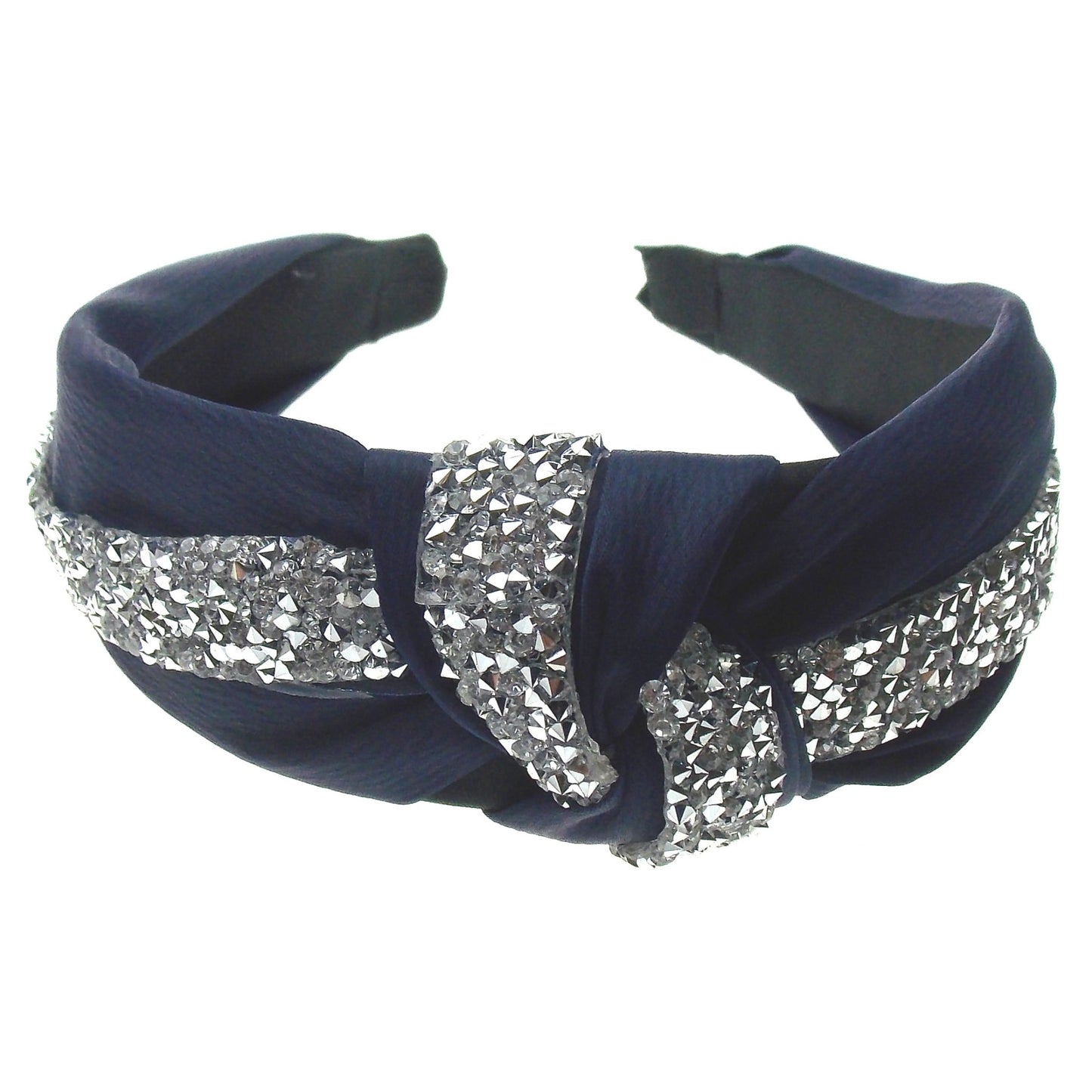 Natalie Mills Caily Navy Blue Headband Bling Gems Fashion Handmade Twisted Knot