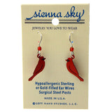 Sienna Sky Red Cardinal Earrings Hypoallergenic Sterling Silver Made USA Dangle