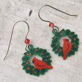Sienna Sky Red Cardinal Wreath Earrings Hypoallergenic Sterling Silver US Dangle