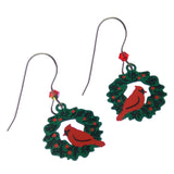 Sienna Sky Red Cardinal Wreath Earrings Hypoallergenic Sterling Silver US Dangle