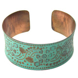 Anju Copper Patina Collection Cuff Bracelet Turquoise Handcrafted Adjustable