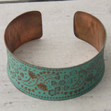 Anju Copper Patina Collection Cuff Bracelet Turquoise Handcrafted Adjustable