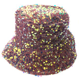 Natalie Mills Gemma Pink Bucket Hat Sequins Velvet Fashion Bling Hip Hop Sparkle