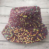 Natalie Mills Gemma Pink Bucket Hat Sequins Velvet Fashion Bling Hip Hop Sparkle