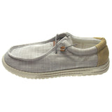 NORTY Mens Lightweight Loafer Slip On Lace Up Casual Boat Shoe Grey Oatmeal