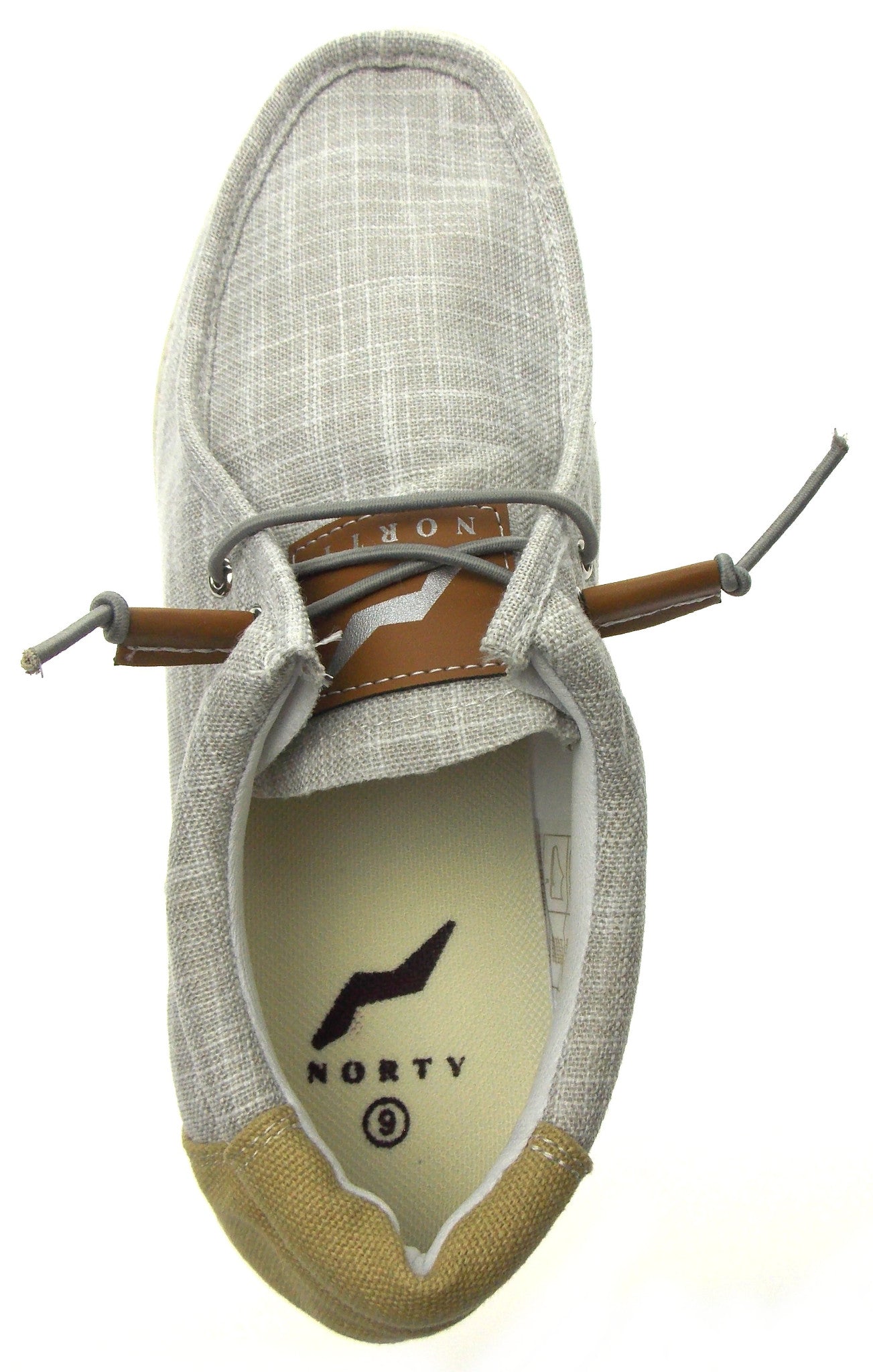 NORTY Mens Lightweight Loafer Slip On Lace Up Casual Boat Shoe Grey Oatmeal